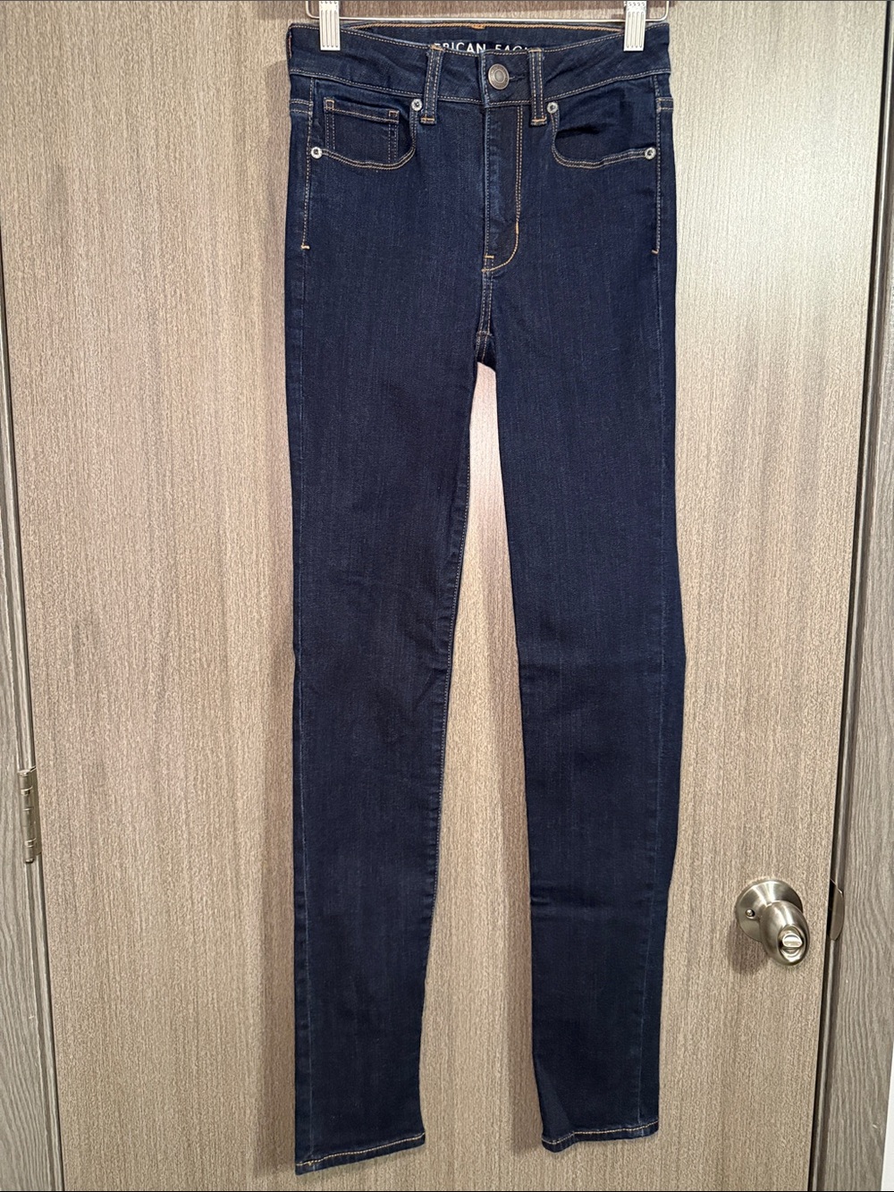 American Eagle Outfitters Womens Dark Rinse Hi Rise Skinny Size 00 Long NWOT